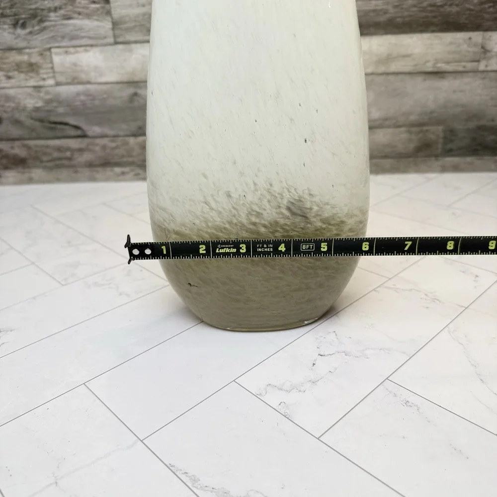 Opaline Alabaster Cased Glass Vase White Gray Clear 12 3/8
